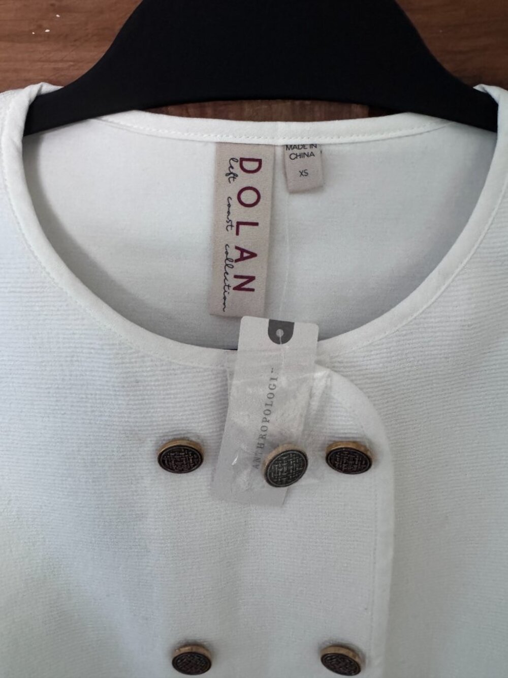 Dolan White Textured Double Breasted Button Tank Top XS NWT - Picture 2 of 4